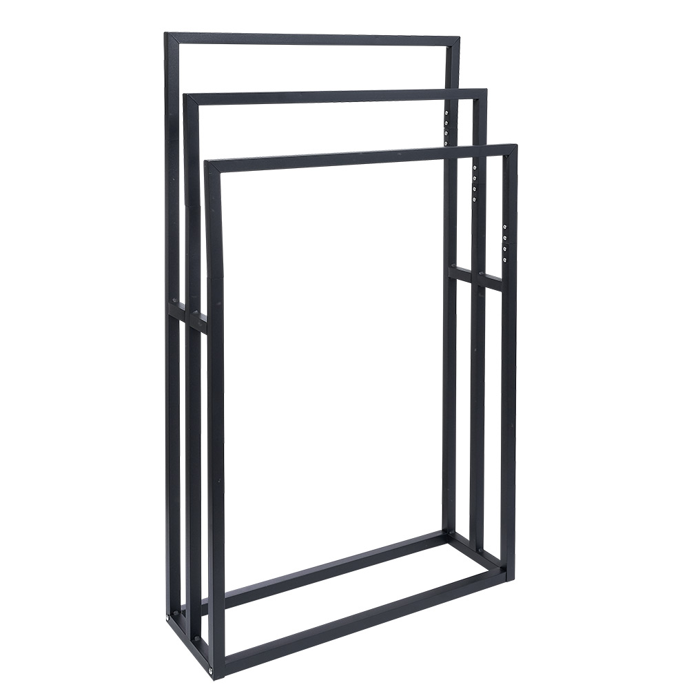 3-tier black metal towel rack