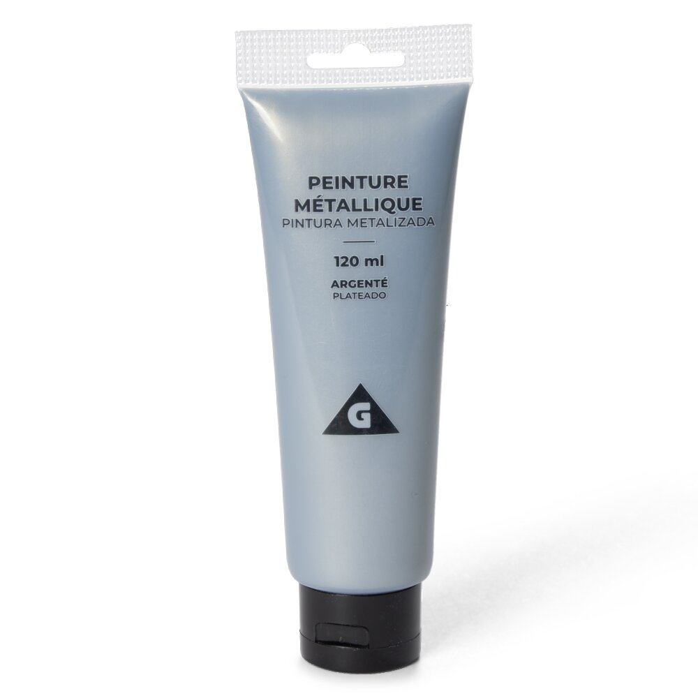120ml metallic silver acrylic paint tube