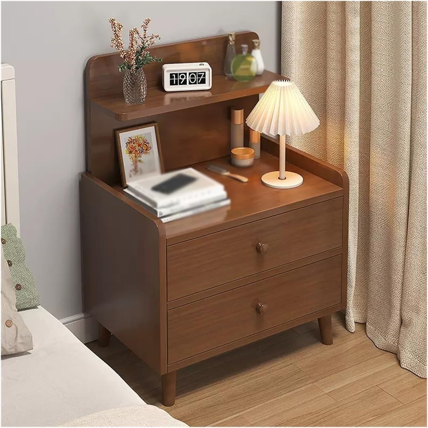 KOMODINE DRURI ME 2 FIJOKA KAFE 40x34x70cm