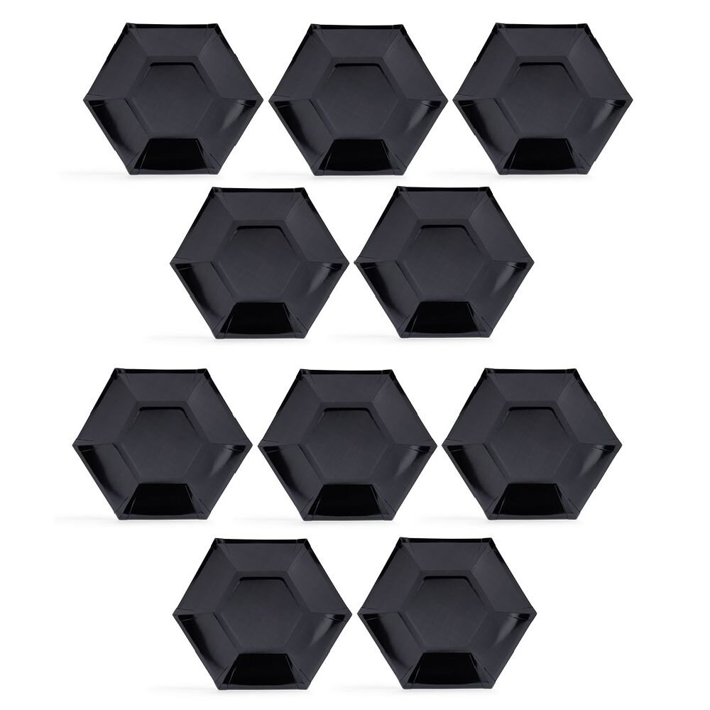 Hexagonal black cardboard tray Ø26cm x10