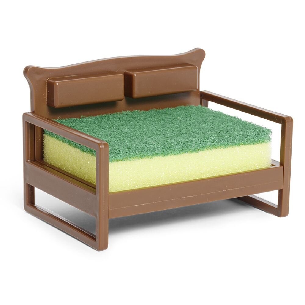 Blue or brown sofa-shaped sponge holder