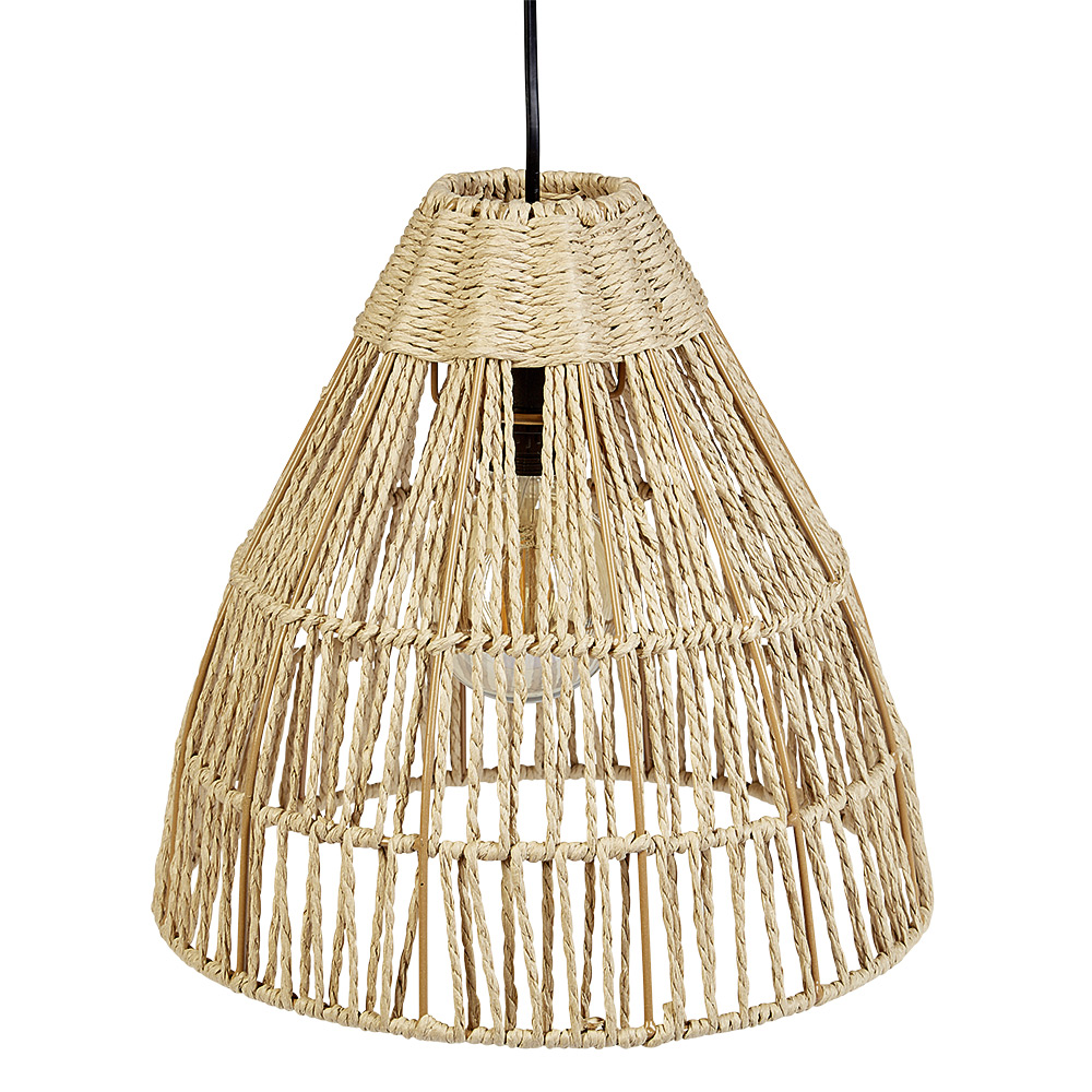 Pendant lamp with natural jute imitation rope shade