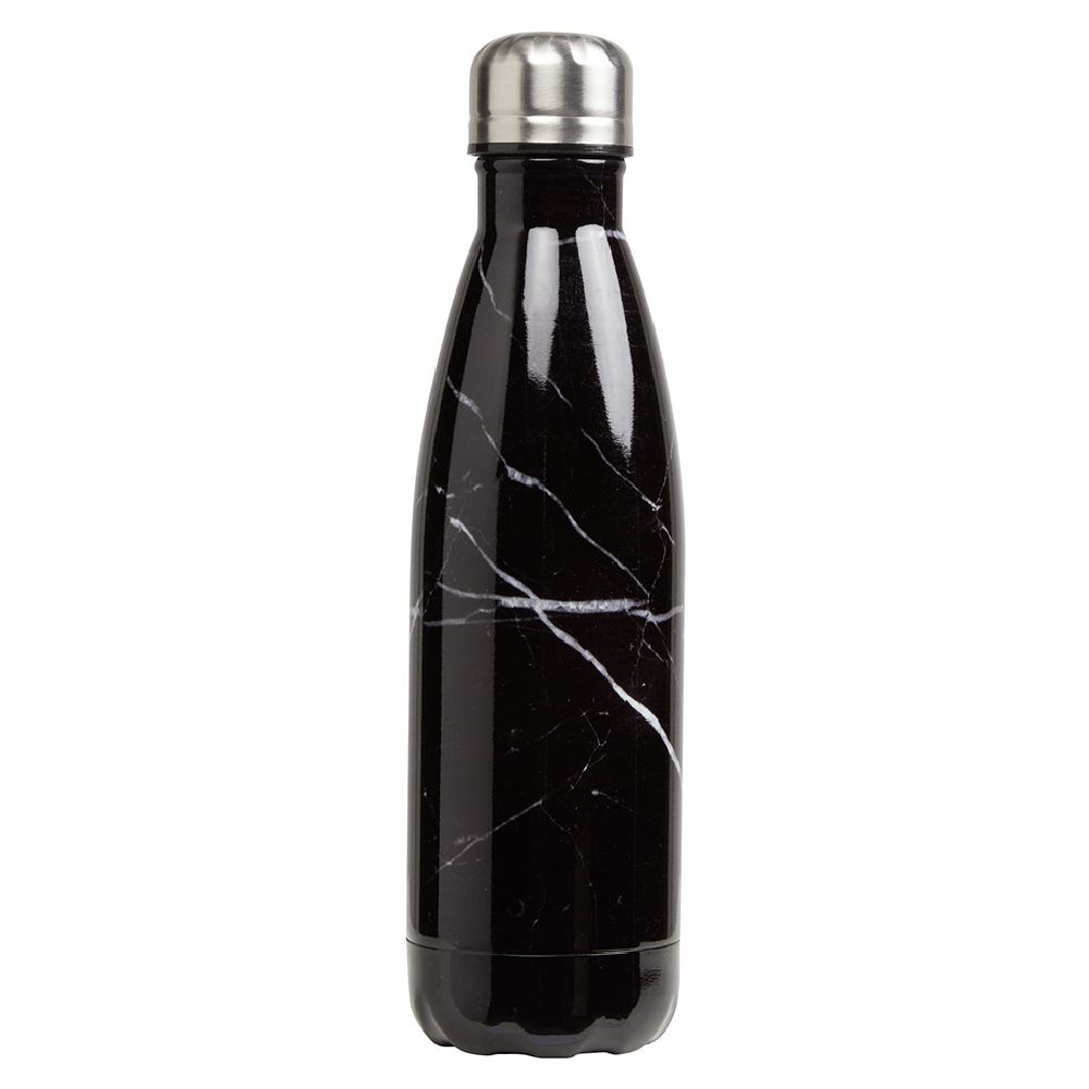 500 ml black marble effect stainless steel insulated bottle