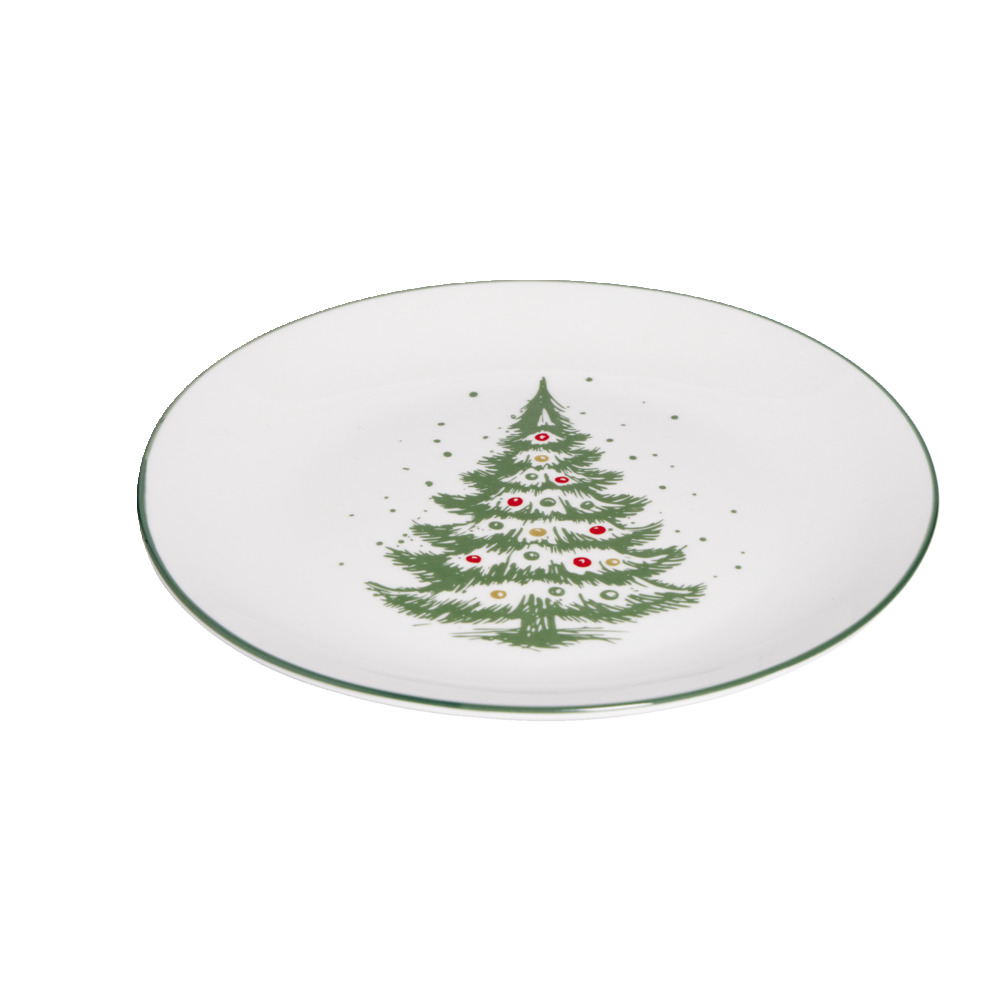 White porcelain dessert plate with Christmas tree motif Ø19cm