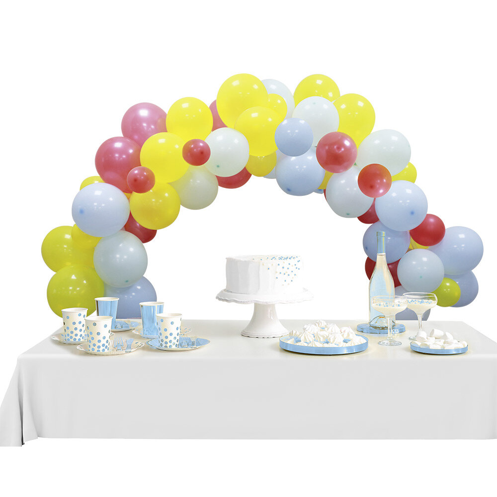 Blue yellow red balloon arch kit 60 pieces 4m