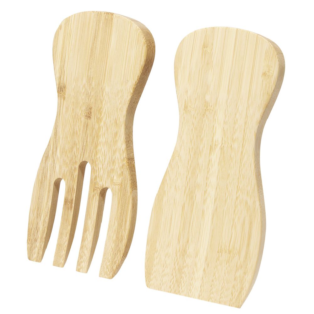 100% bamboo salad servers x2