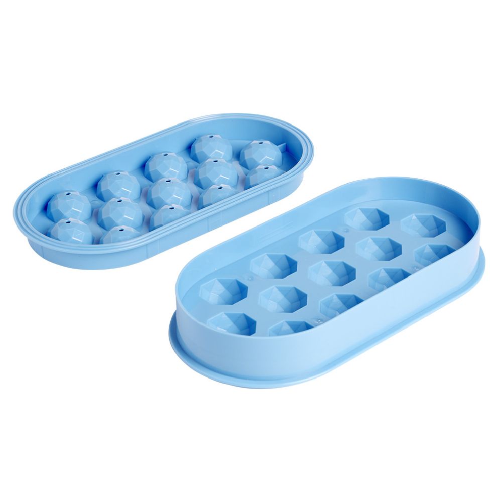 Diamond ice cube mold x12 - blue plastic 24.5x12.5xH4cm