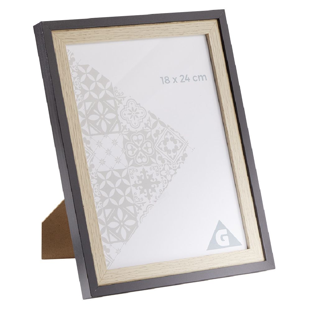 Natural and black wood photo frame 22x28cm for 18x24cm photo