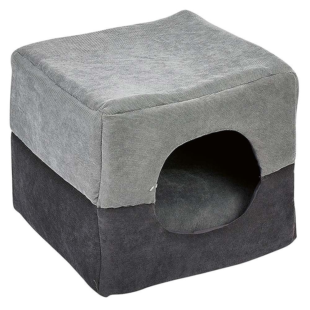 2 in 1 grey square dog or cat basket niche