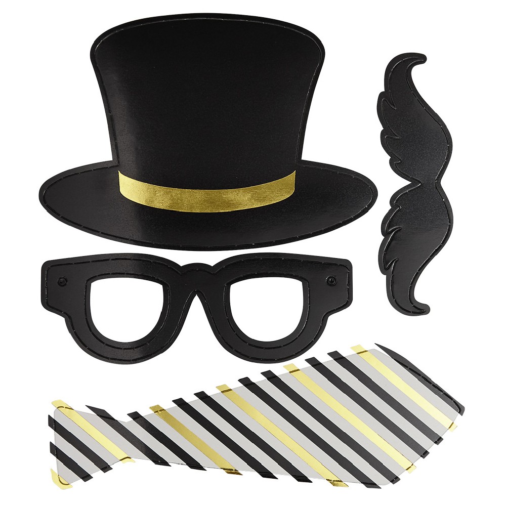 10-piece black and gold photo booth kit
