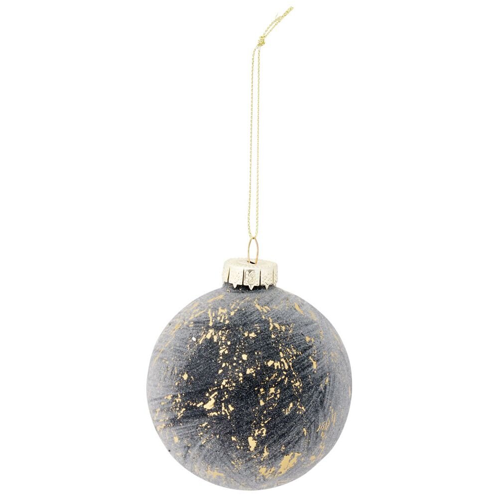 Black and gold marble effect glass Christmas ball Ø8cm