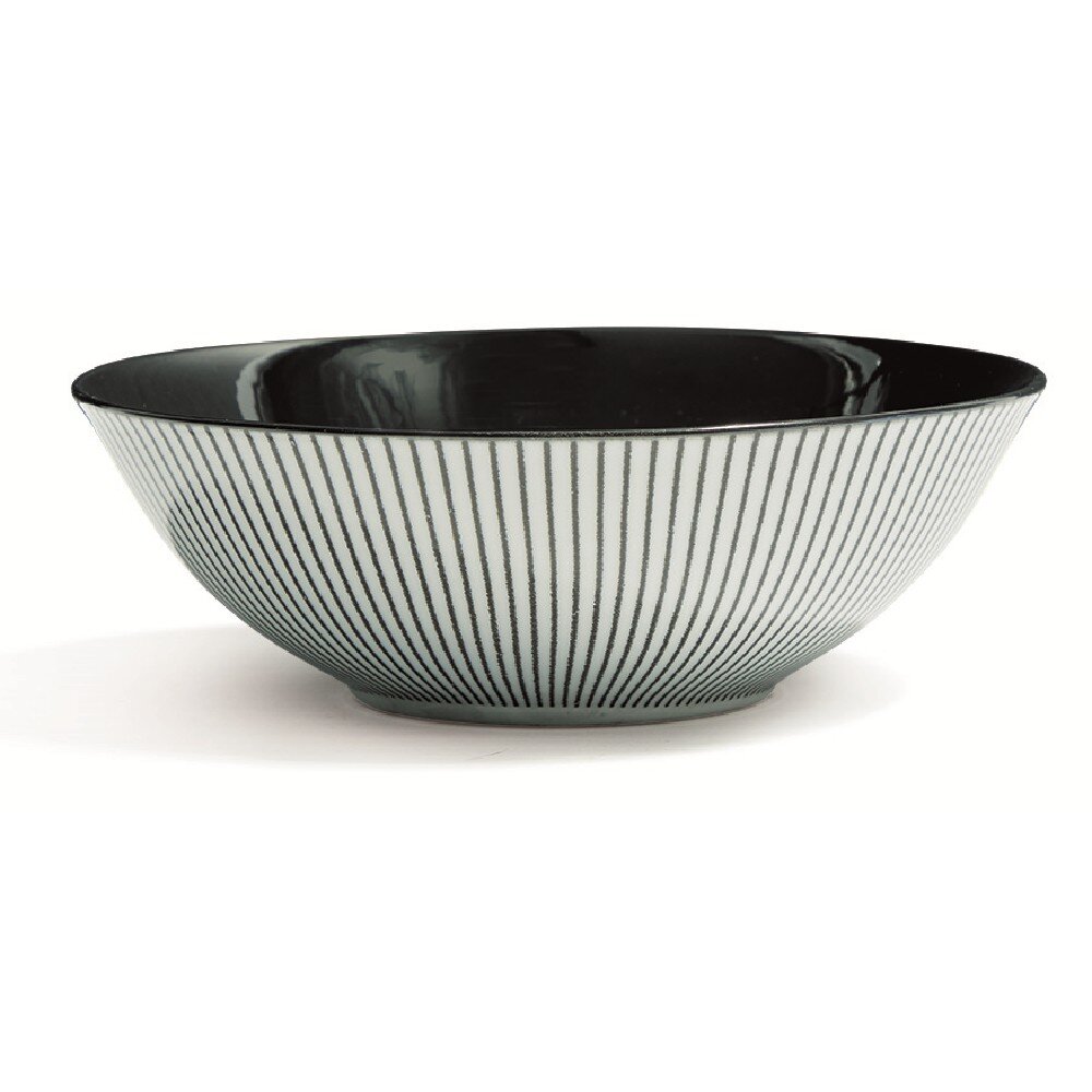 Deep porcelain plate with sun stripes decor