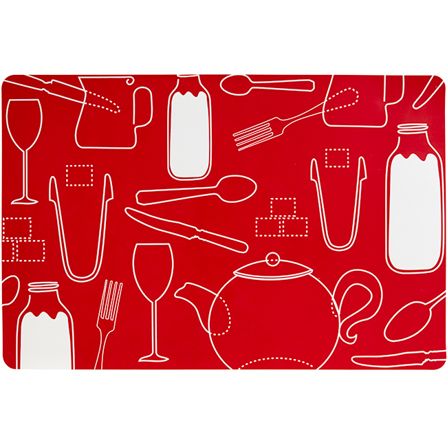 SHTROJE PER TAVOLINE, E KUQE ME PRINTIM, PVC 43.5X28.5CM
