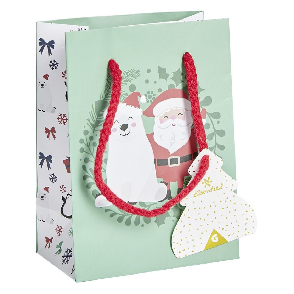 Red or green patterned Christmas gift bag - Size S