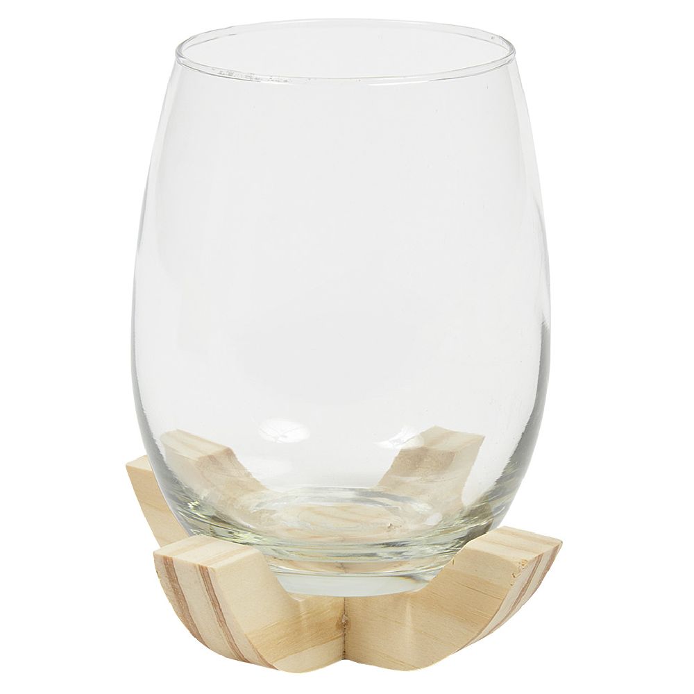 Glass tealight holder and pine cross base