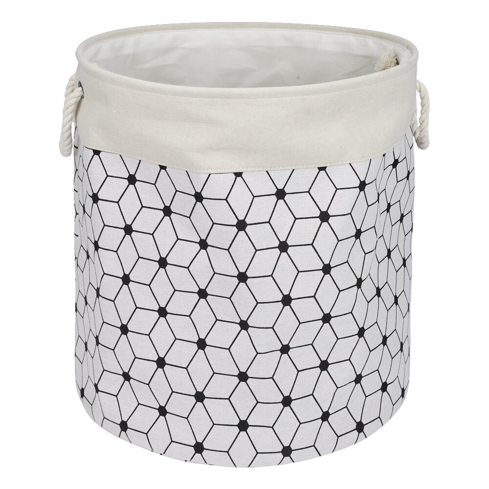 72L laundry basket with black and beige patterns