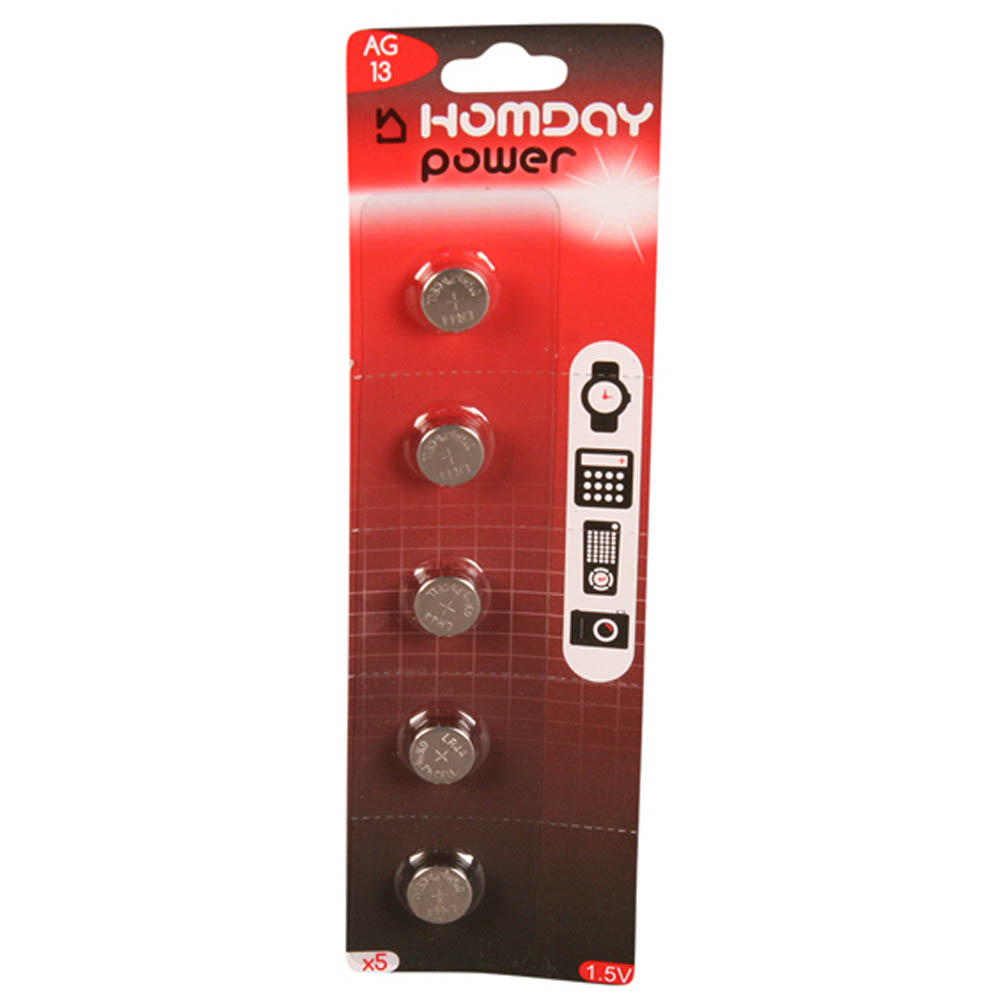 Homday Power LR44 round battery type AG13 x5