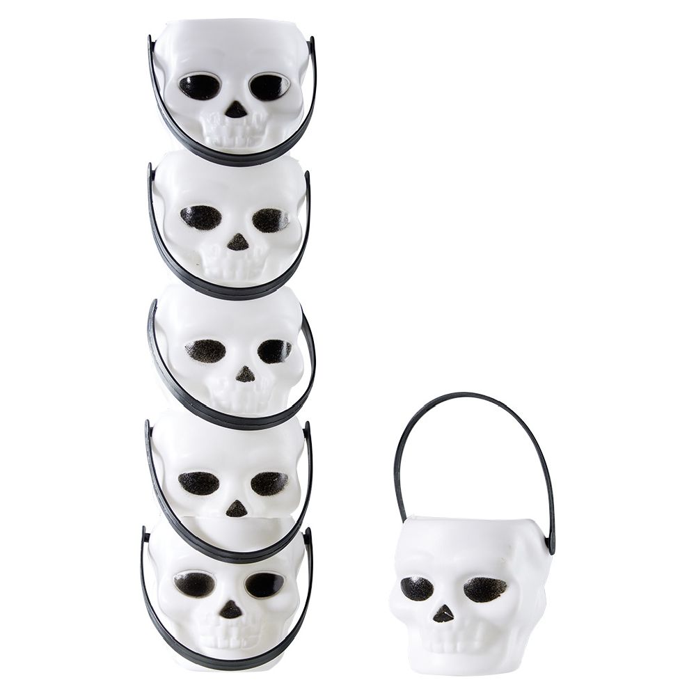 Mini skull bucket in white and black x6