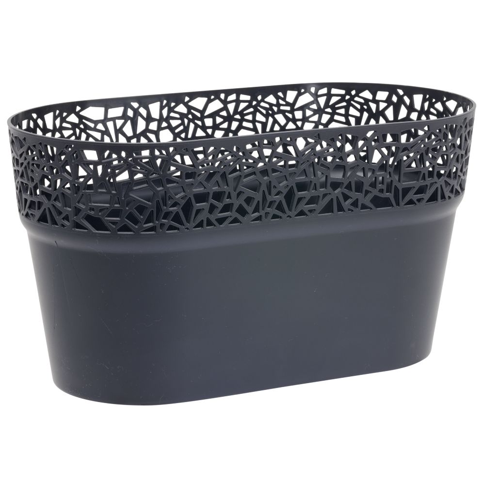 Anthracite grey plastic tree planter 27.5x14.5xH14.8cm