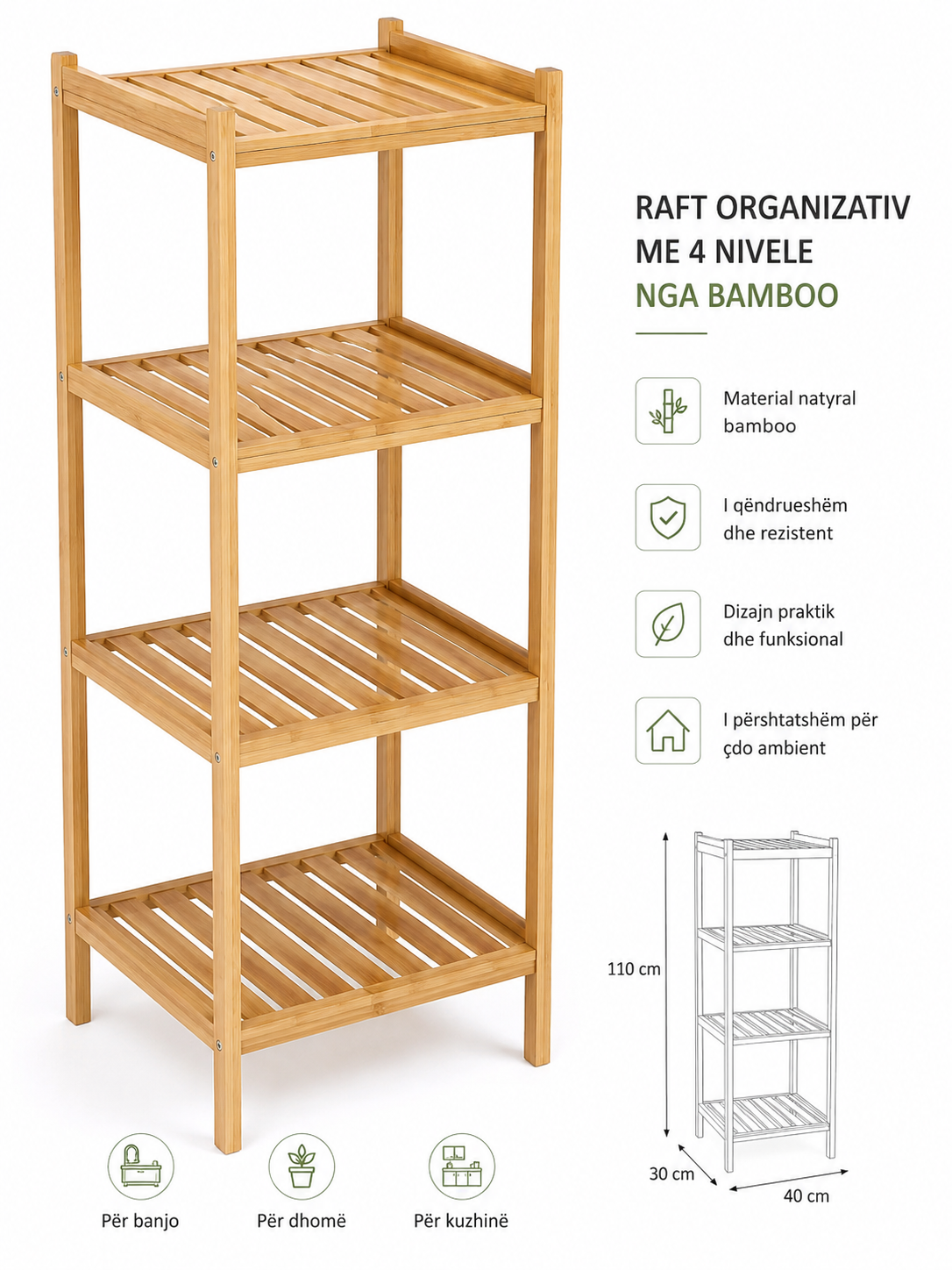 Raft organizativ me 4 nivele nga bambu