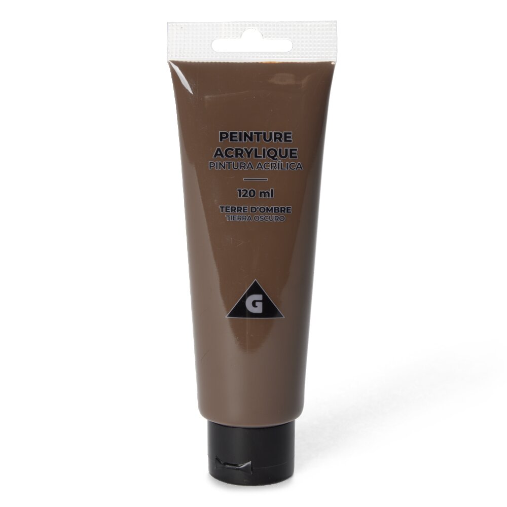 120ml tube of acrylic paint in umber