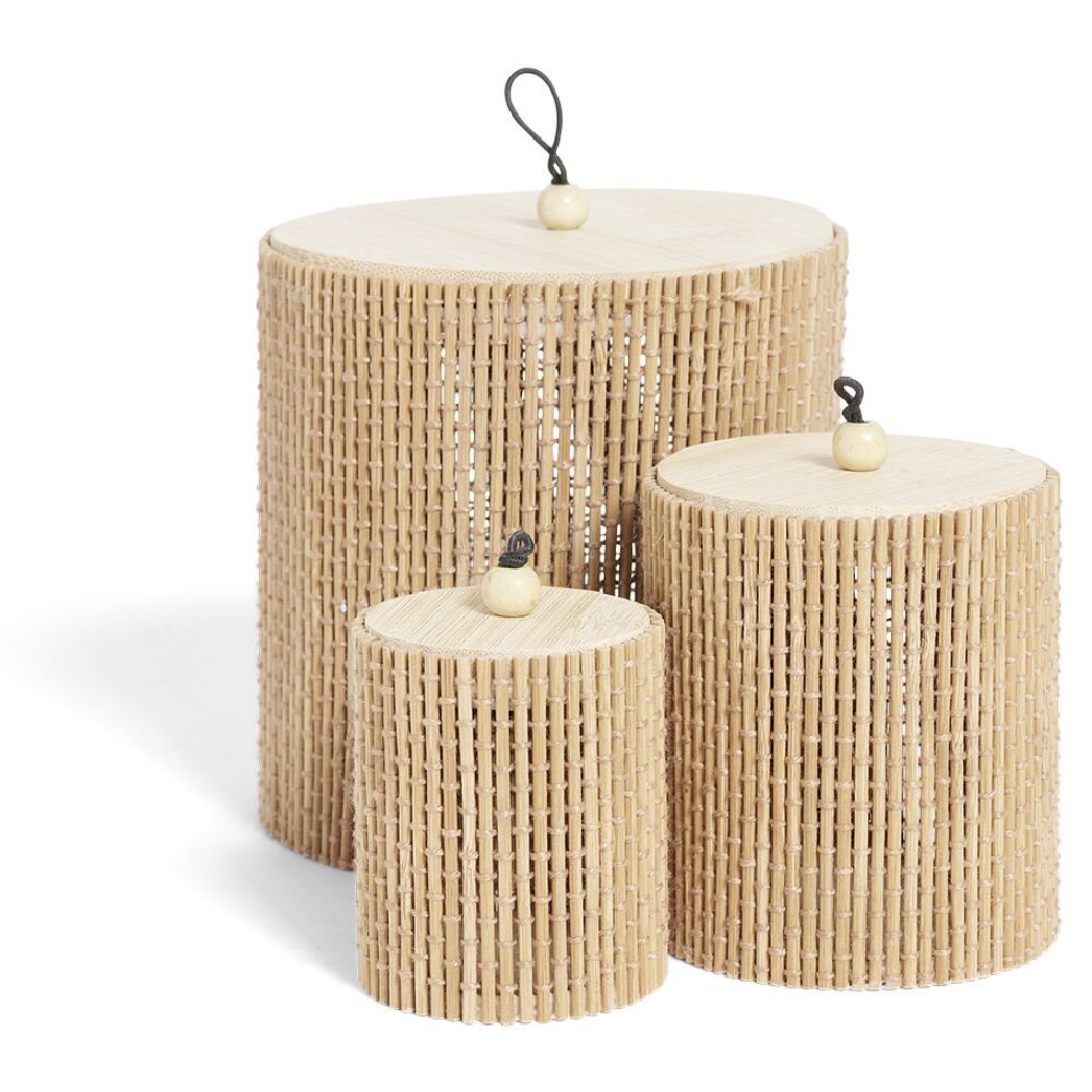 Round bamboo storage box x3
