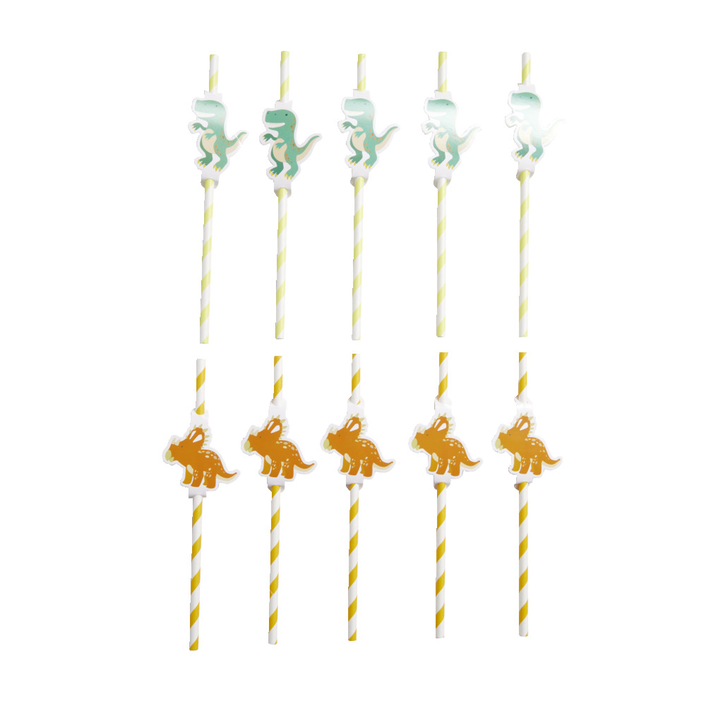 Dinosaur decorative straw x10