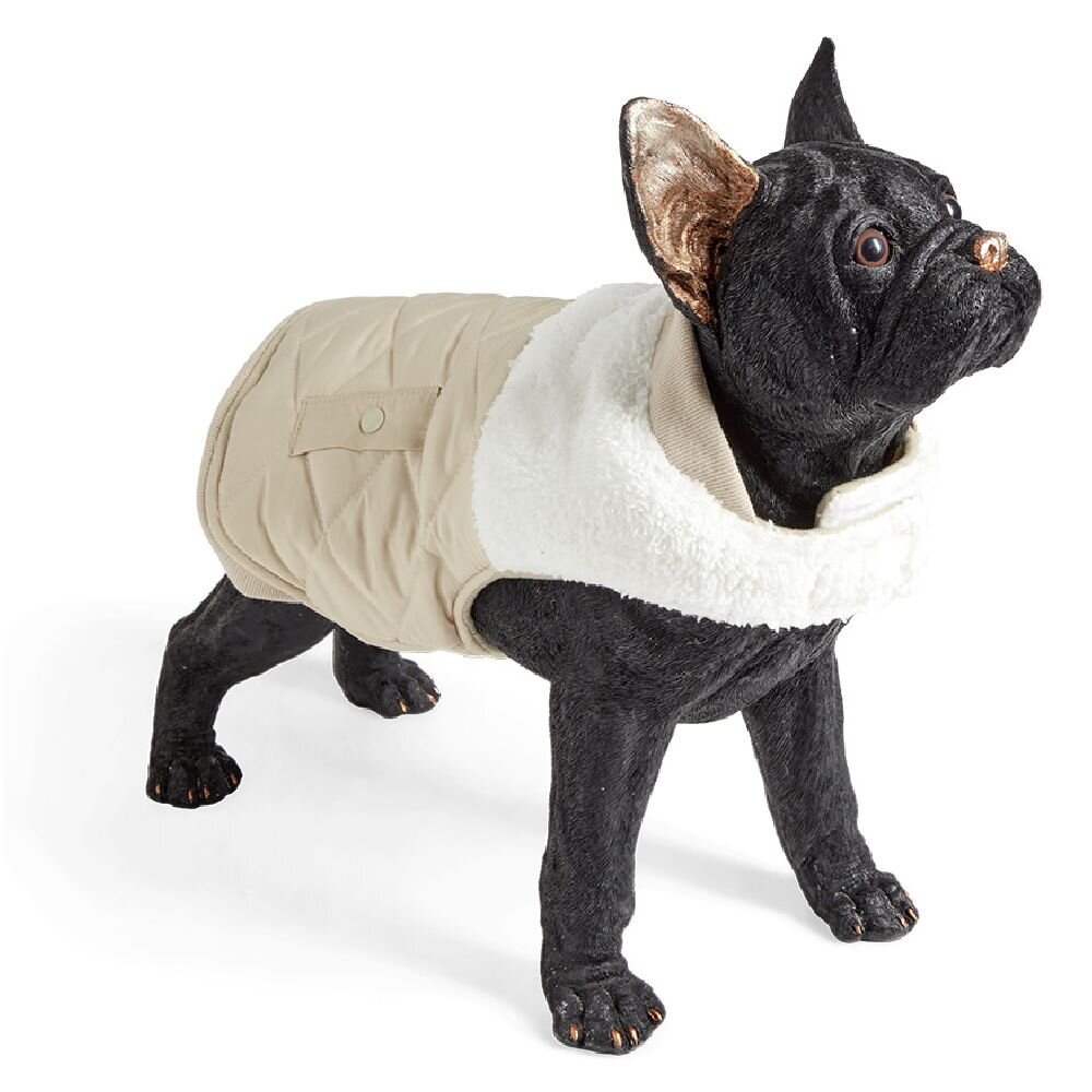 Beige and white sherpa dog jacket - Size S