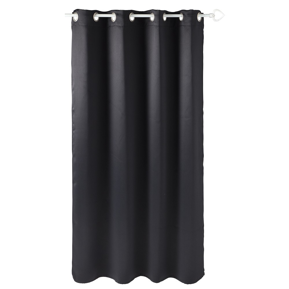 Blackout curtain with stainless steel eyelets, plain black, 140 x 180 cm