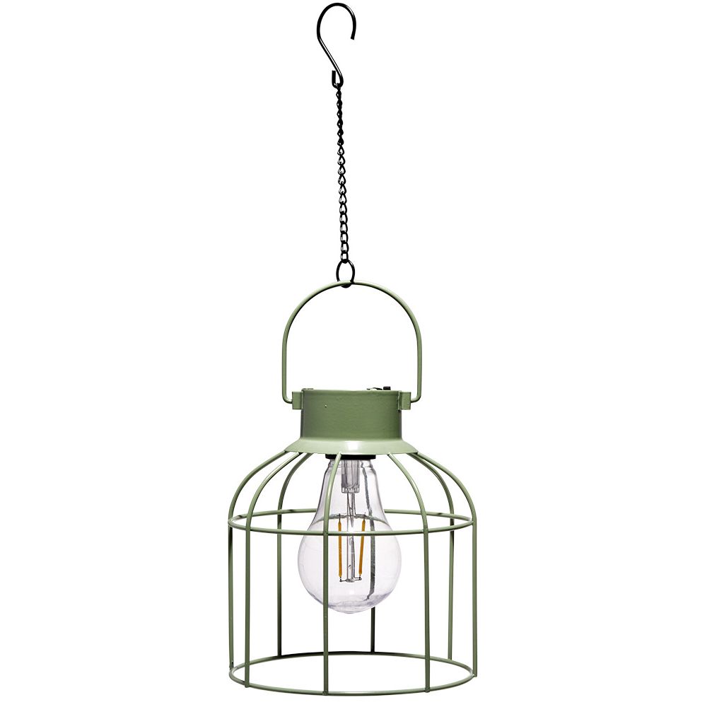 Green metal solar lantern Ø14xH16/38cm