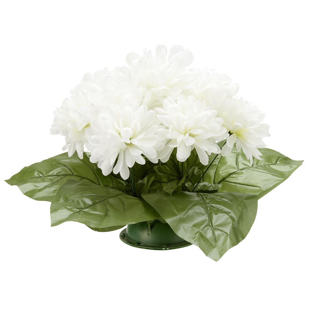 Artificial chrysanthemum cushion 15 heads white