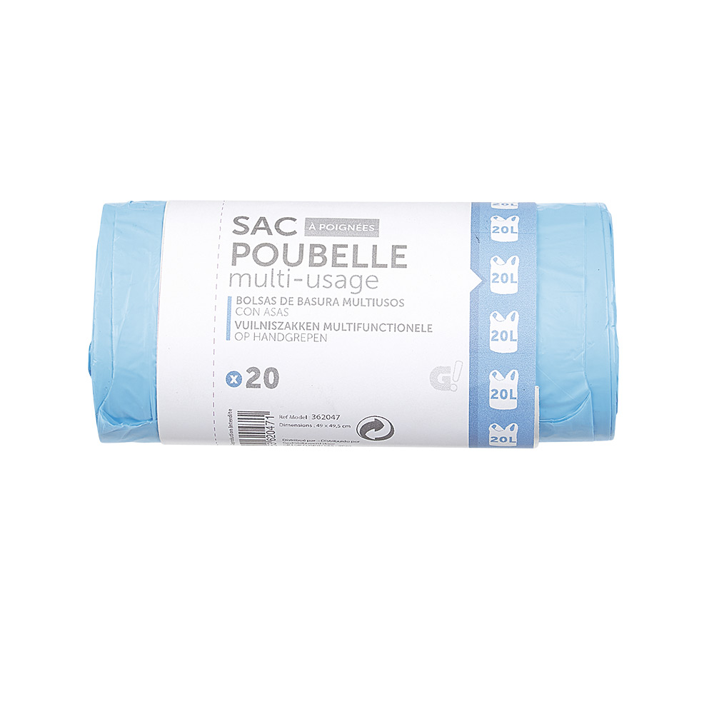 20 litre blue multi-purpose bin bag with handles x20