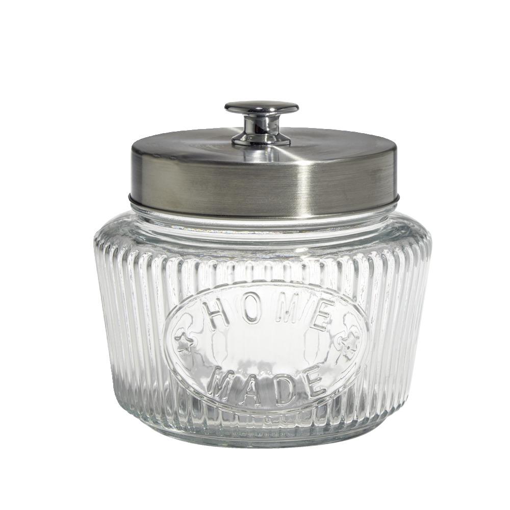 1L glass storage jar with metal lid Ø11.5xH14cm