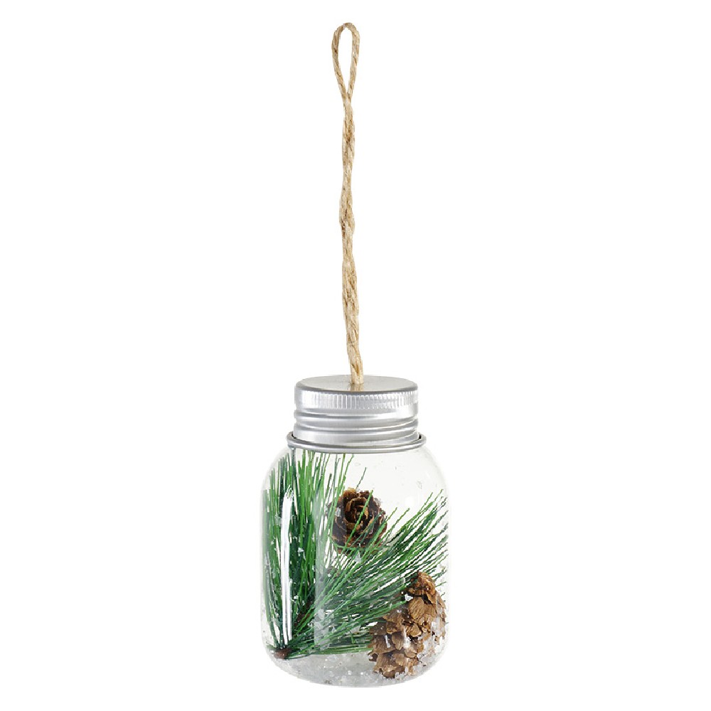Hanging glass jar interior Christmas decoration