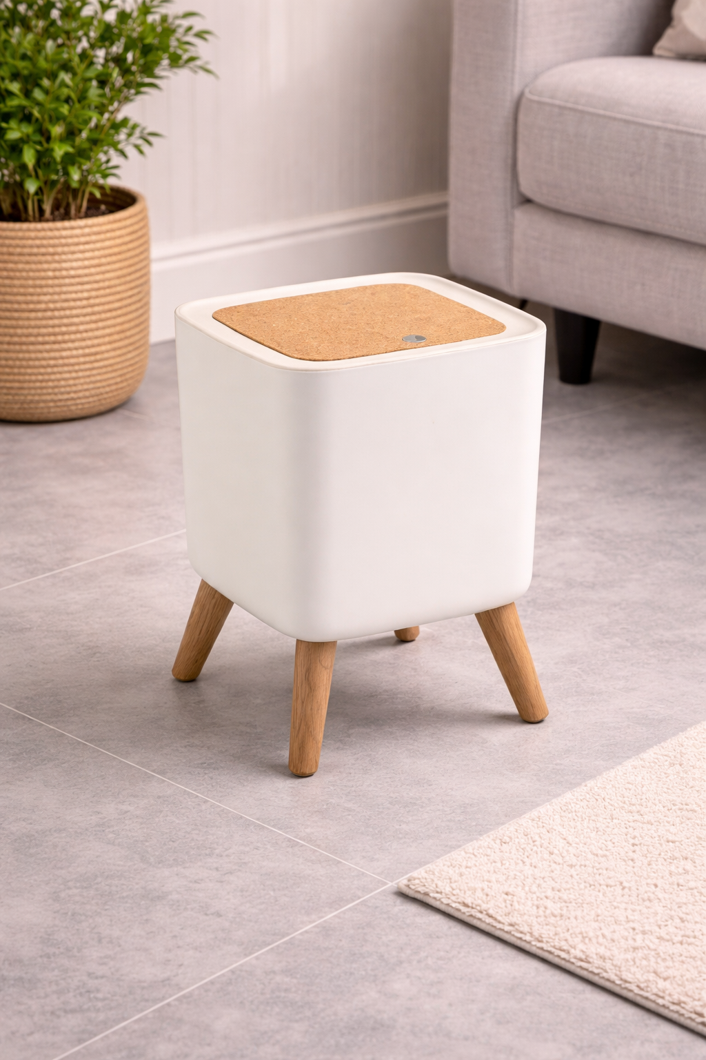 Shportë për mbeturina me kapak dhe këmbë druri 39x26 cm