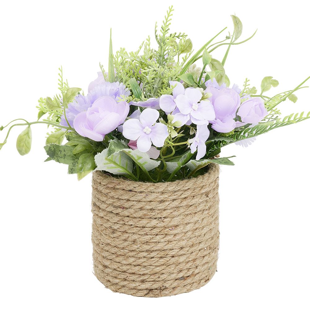 Artificial flower linen decor pot Ø23xH22cm