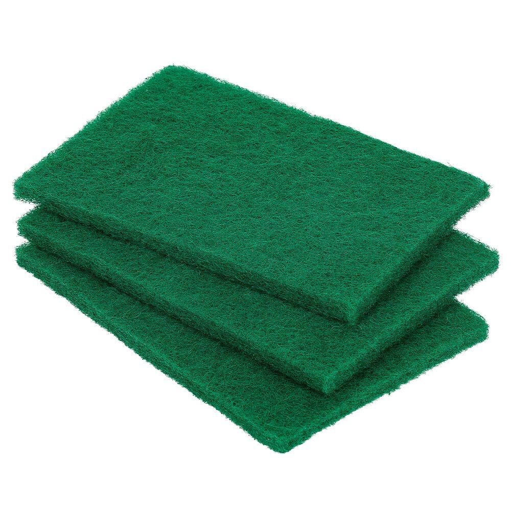 Pack of 5 15x10cm green polyester scouring pads