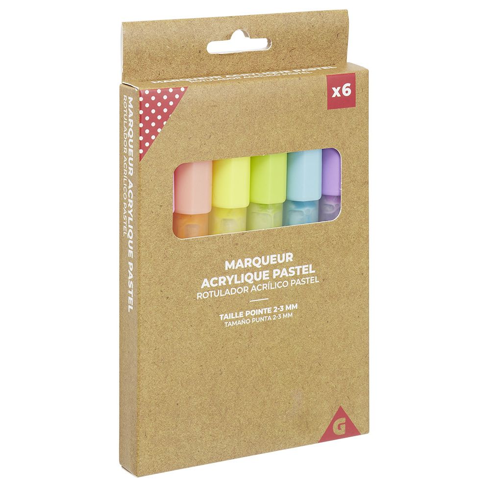 Acrylic pastel marker medium tip 2-3mm x6