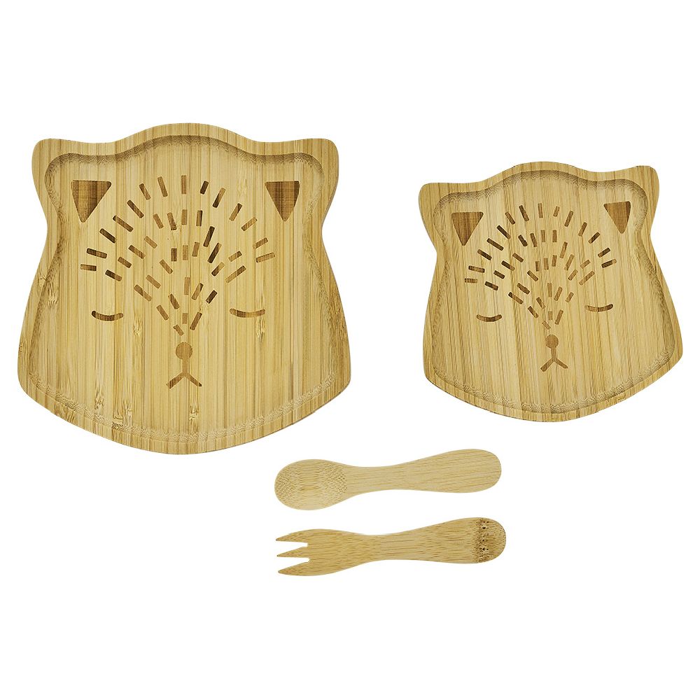 4-piece bamboo children's meal set with cat design