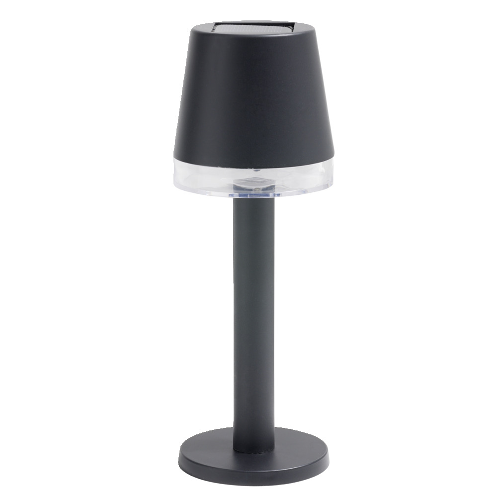 Black LED solar table lamp Ø8xH21cm