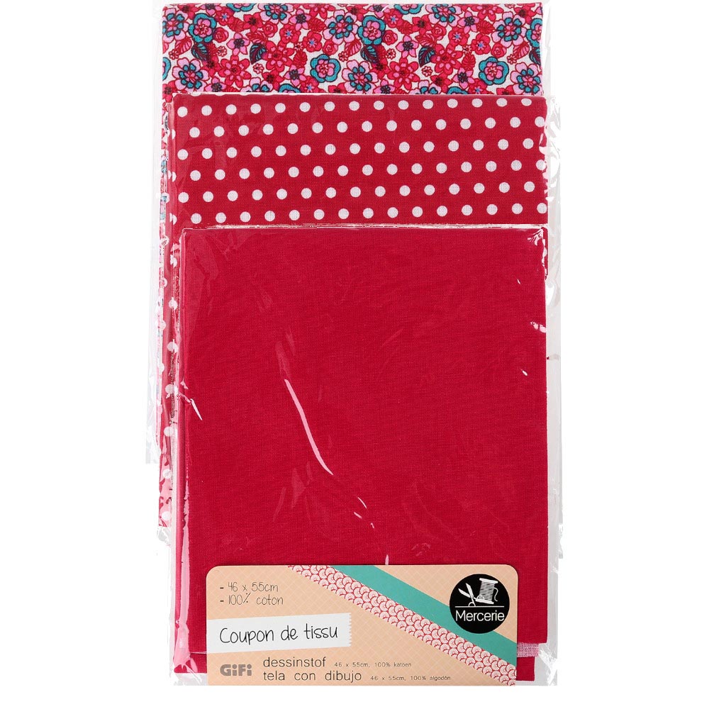 46x55 cm red cotton fabric coupon