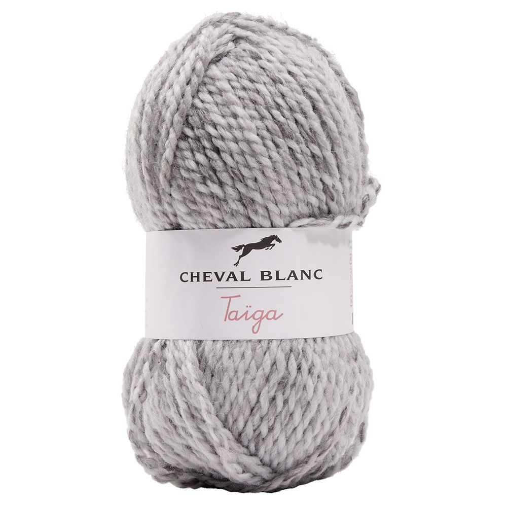 Ball of acrylic wool Cheval Blanc thick yarn mix Taïga 413 gray