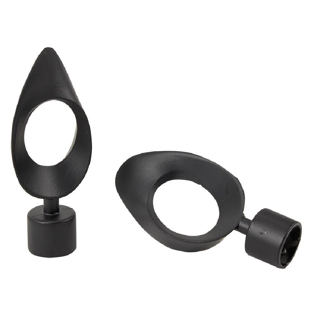 FUNDI I SHUFRËS SË PERDES Ø20MM NË FORMË OVALE METALIKE, E ZEZË MAT X2