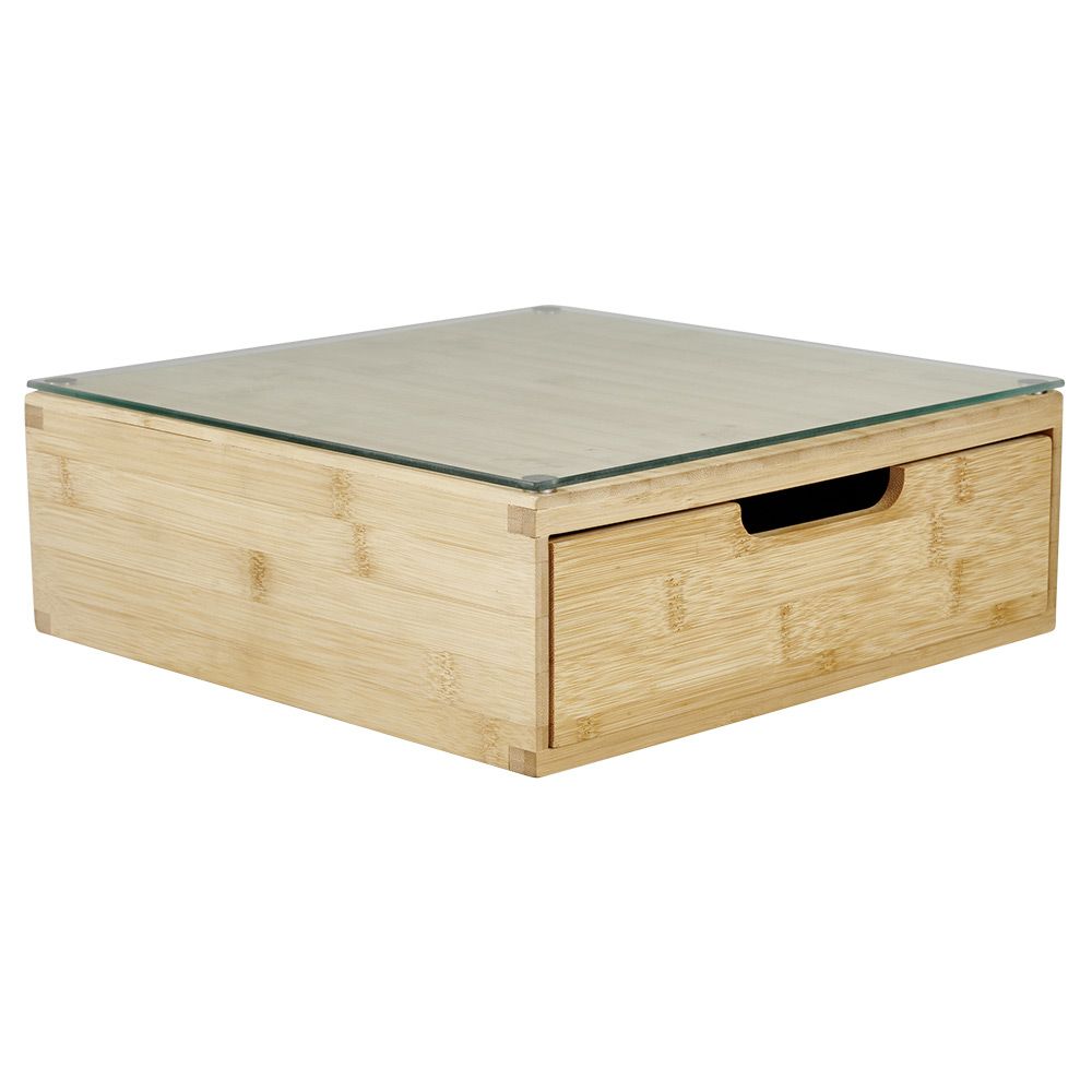 KUTI SIRTARE PREJ BAMBU DHE QELQI L30X30CM