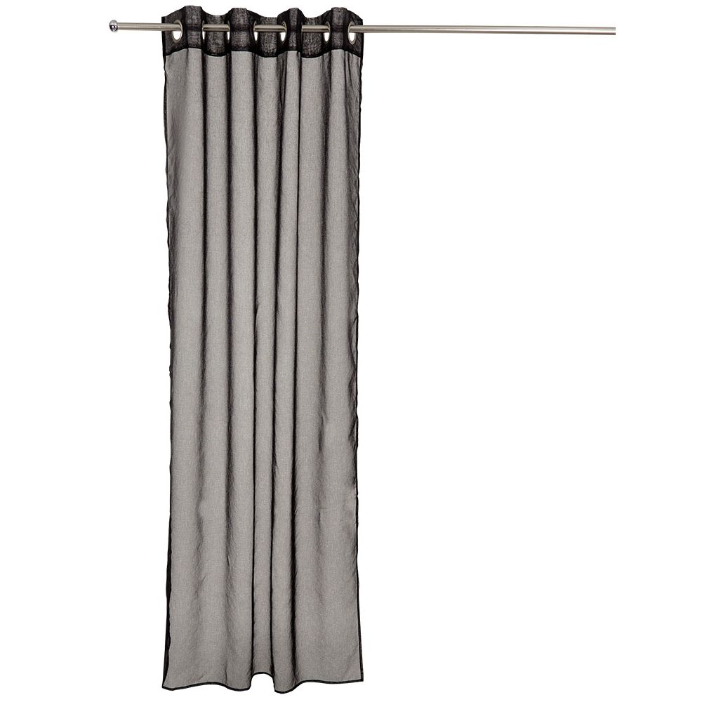 Plain black eyelet curtain 100% polyester 140x240cm