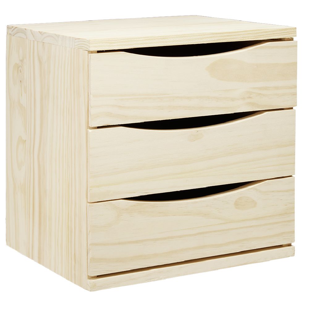 3-drawer block in solid pine L.36 x D.30 x H.36 cm
