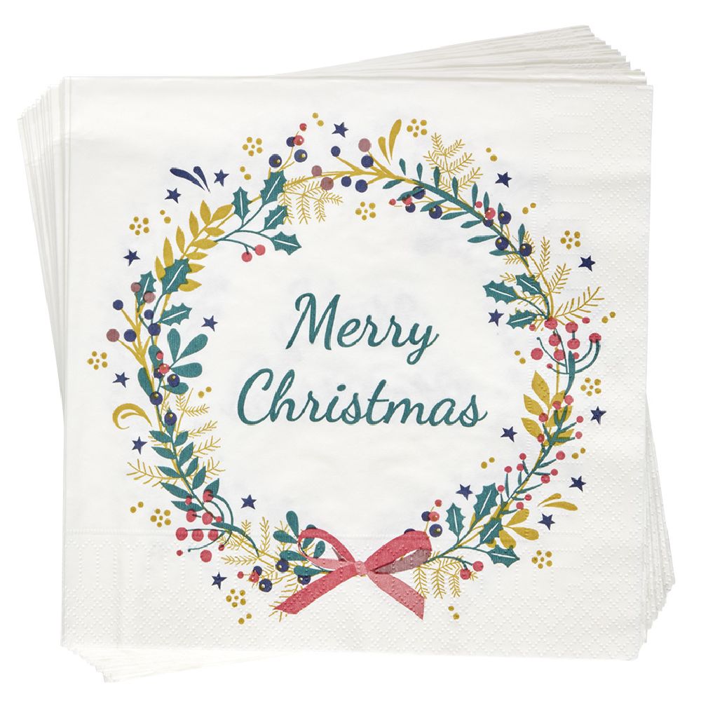 Christmas Wreath Pattern Paper Napkins x20