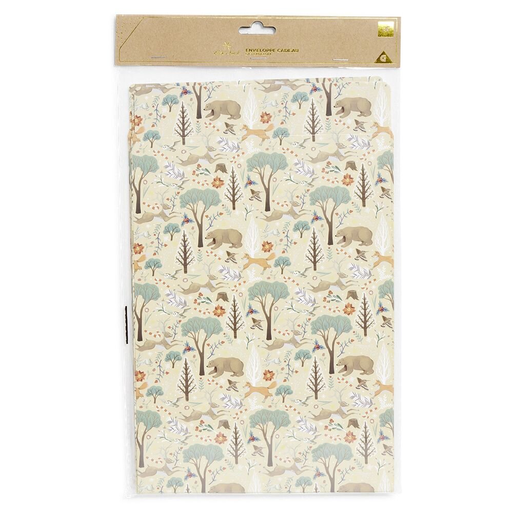 Christmas paper gift envelope with nature pattern x6 - 20x8xH28cm