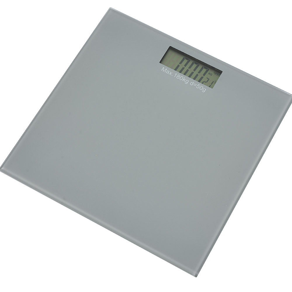 Gray digital bathroom scale with LCD screen 180 kg