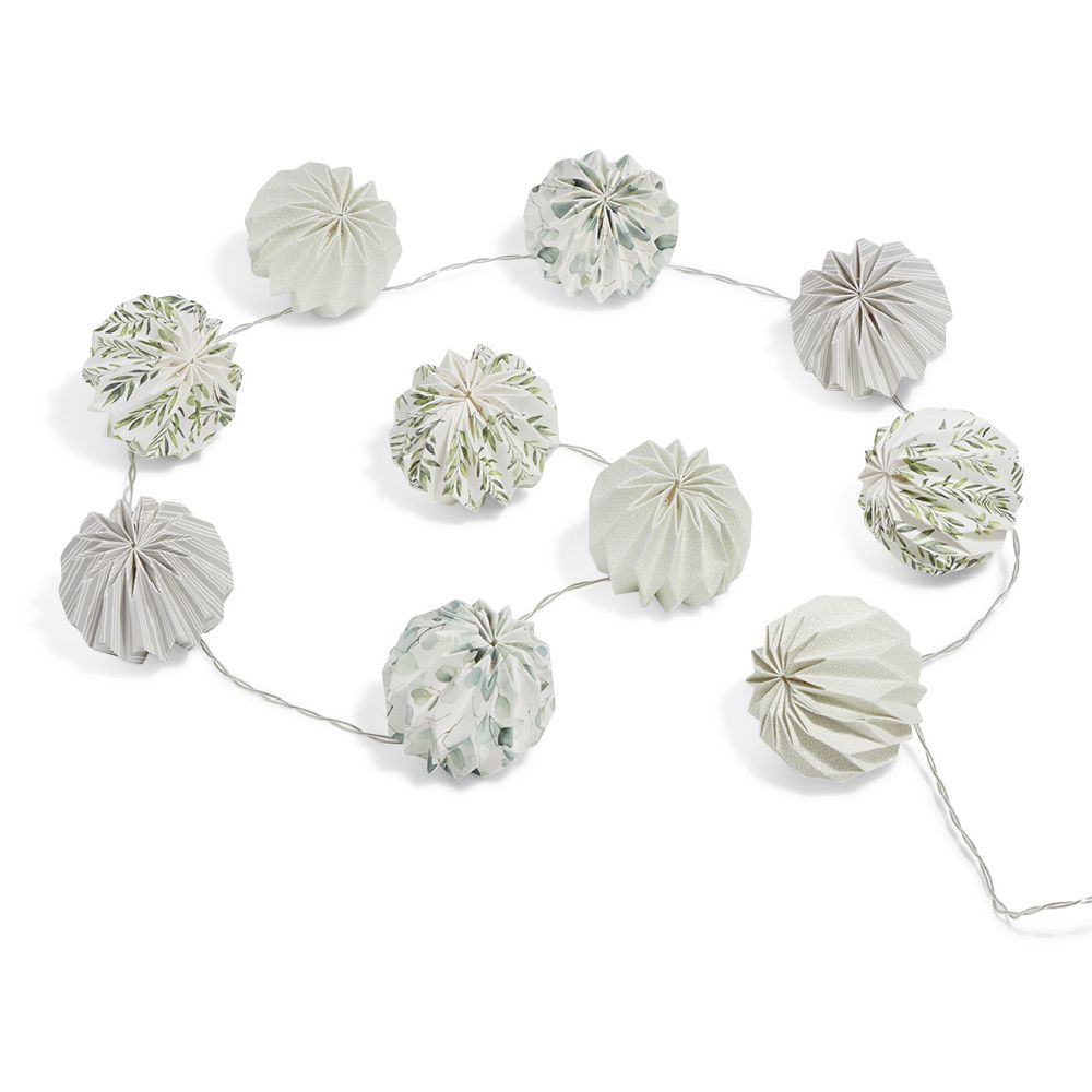 10 LED garland white origami paper nature pattern